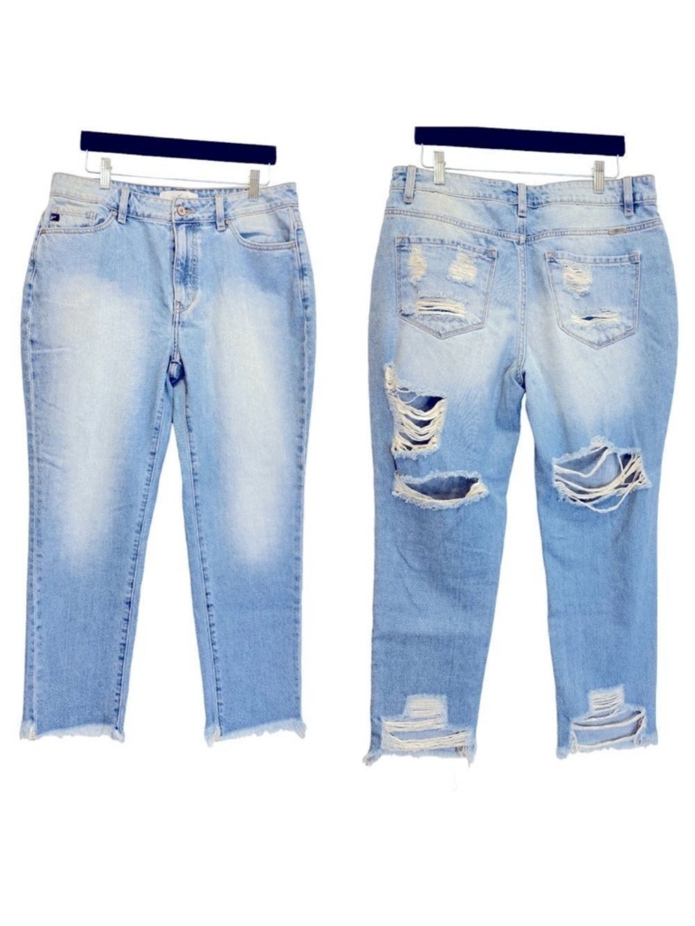 KanCan Distressed Light Wash High Waist Cropped Jeans Size 11/29